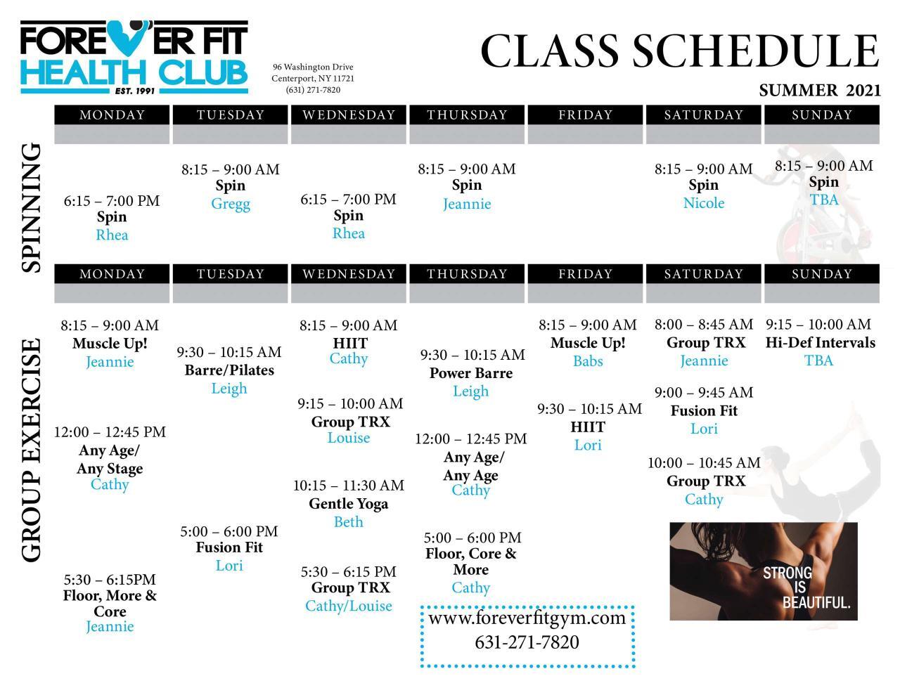 Class Schedule - Forever Fit